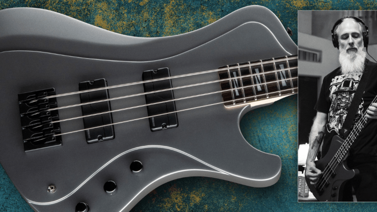 Gray bass guitar