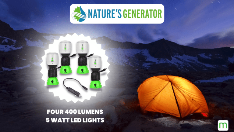 Tent lit at night with 4 LED lights