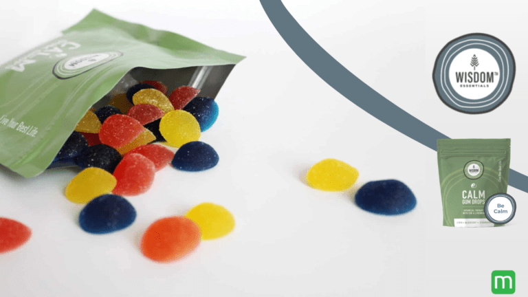 Colorful gum drops spilt from a bag