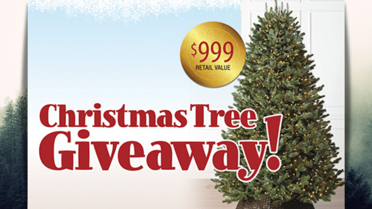 6.5 foot artificial Christmas tree, Christmas tree giveaway.