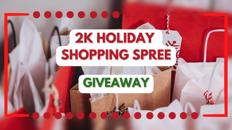 Bags of holiday presents, $2,000 holiday shopping spree giveaway.