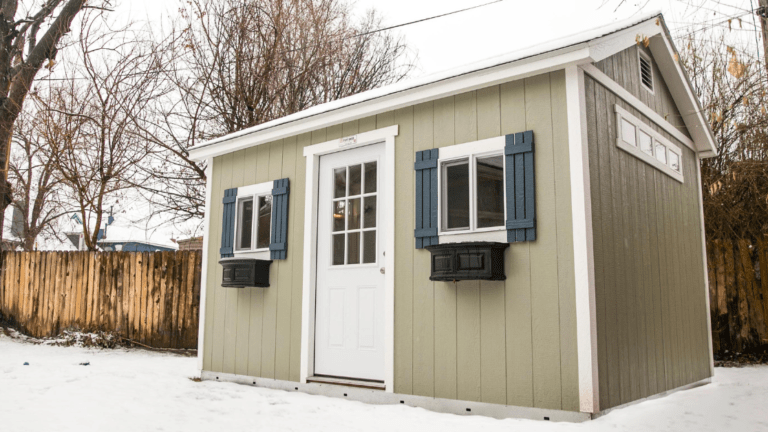 Tuff Shed in a snowy backyard, $4,000 Tuff Shed giveaway.