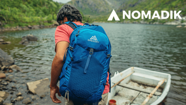 Backpacker enjoying the outdoors, The Nomadic outdoor gear giveaway.